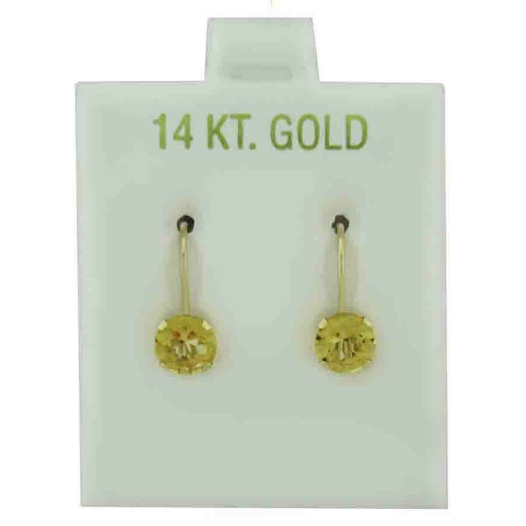 Genuine 1.84 Cts Yellow Topaz Earrings 14k Gold
